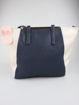 Nicole Brown, schöne zweifarbige Handtasche in navy/cream