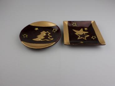 RESTPOSTEN+SONDERPOSTEN ,Deko Teller Braun mit Gold 12 STÜCK