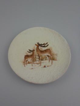 RESTPOSTEN+SONDERPOSTEN, Dekoteller cremeweiß mit Hirschmotiv 8 STÜCK