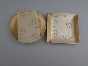 RESTPOSTEN+SONDERPOSTEN - Deko Teller cremefarben mit gold 12 STÜCK