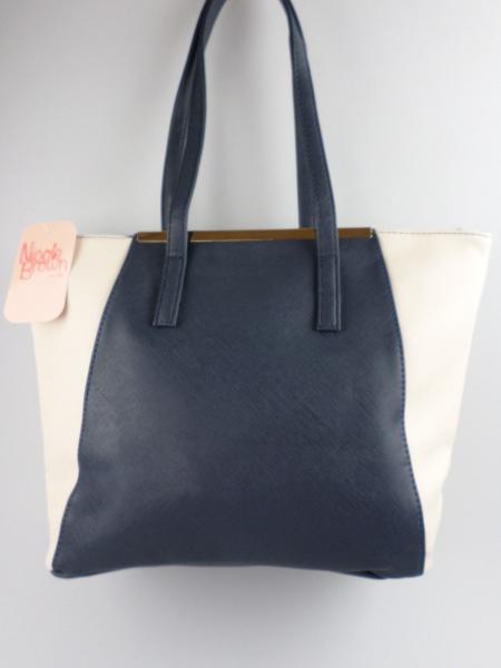 Nicole Brown, schöne zweifarbige Handtasche in navy/cream