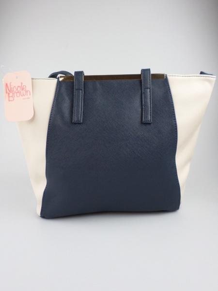 Nicole Brown, schöne zweifarbige Handtasche in navy/cream