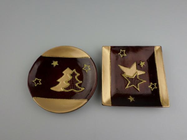 RESTPOSTEN+SONDERPOSTEN ,Deko Teller Braun mit Gold 12 STÜCK