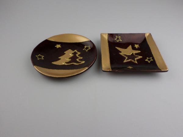 RESTPOSTEN+SONDERPOSTEN ,Deko Teller Braun mit Gold 12 STÜCK