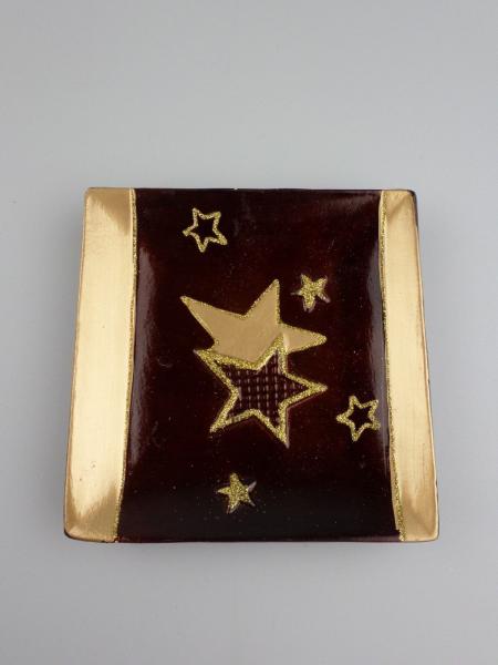 RESTPOSTEN+SONDERPOSTEN ,Deko Teller Braun mit Gold 12 STÜCK