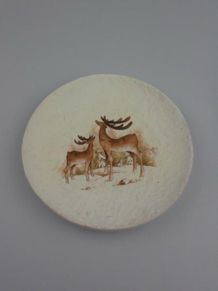 RESTPOSTEN+SONDERPOSTEN, Dekoteller cremeweiß mit Hirschmotiv 8 STÜCK