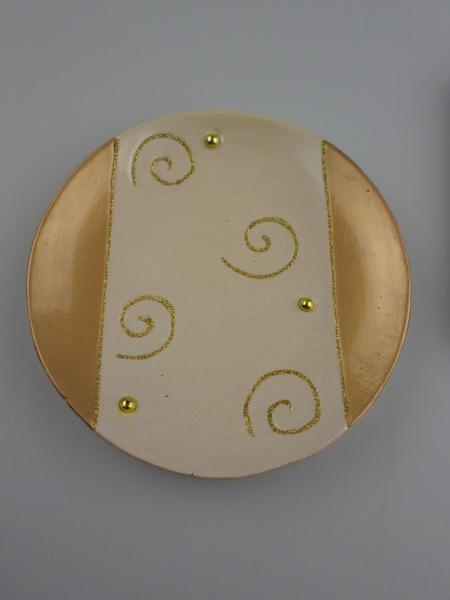 RESTPOSTEN+SONDERPOSTEN - Deko Teller cremefarben mit gold 12 STÜCK