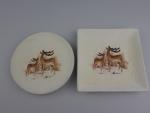 RESTPOSTEN+SONDERPOSTEN, Dekoteller cremeweiß mit Hirschmotiv 8 STÜCK